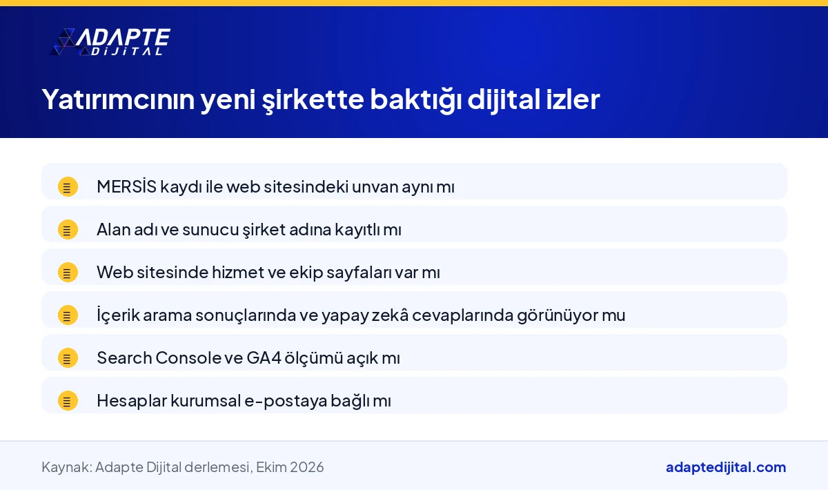Girişim sermayesi dostu finansman araçları beklenirken yatırımcının yeni şirkette baktığı dijital izleri sıralayan liste