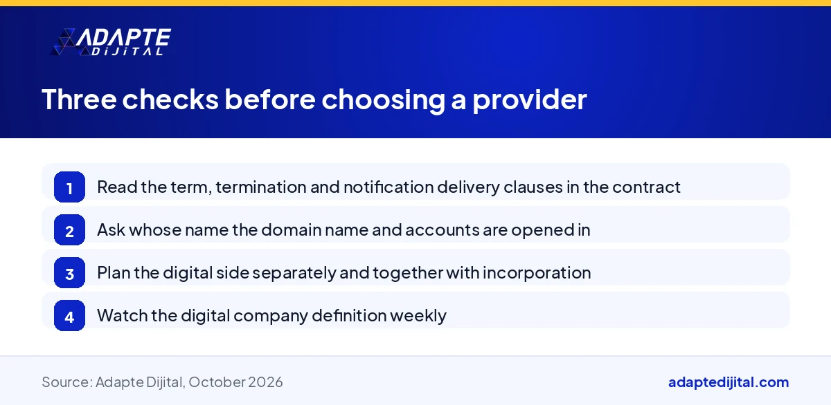 List of the steps a founder should check before choosing a virtual office or online incorporation provider