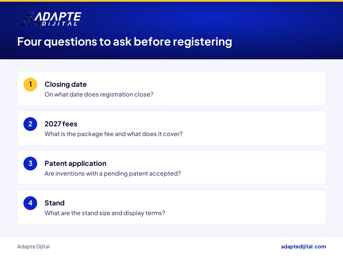 Four questions an inventor SME preparing for IIFME should ask the organiser before registering