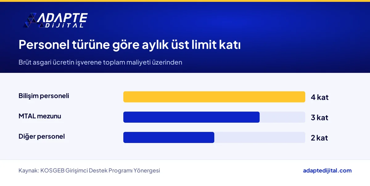 İş Geliştirme Desteği'nde bilişim, MTAL mezunu ve diğer personel için aylık üst limit katları