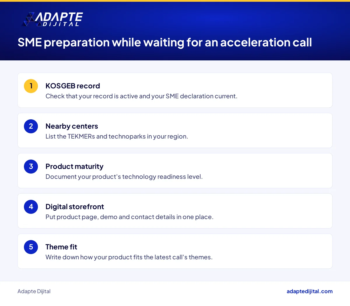 Preparation steps for an SME that wants to join a TEKMER acceleration program