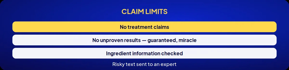 Cosmetics brand consulting: claim limits