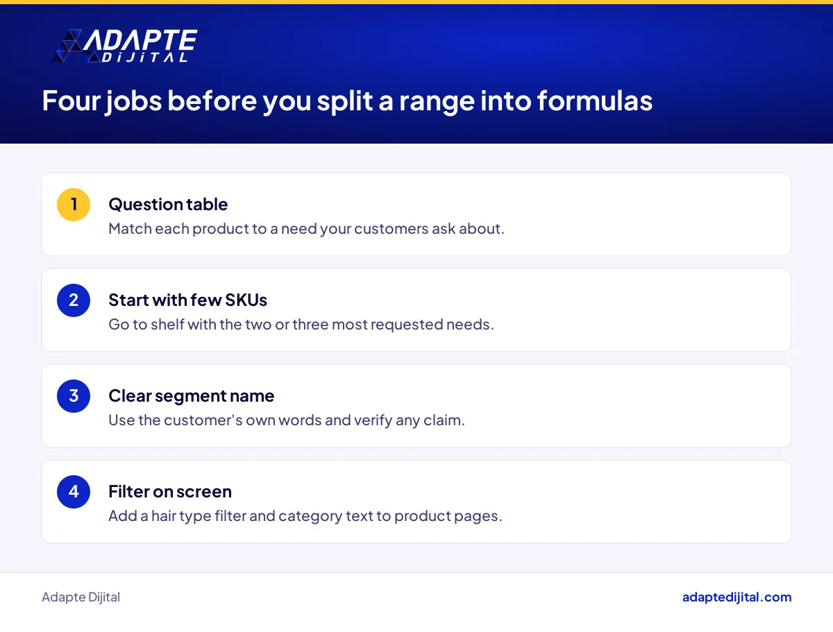 Four-step preparation list for a business that wants to split its own cosmetics brand into formulas