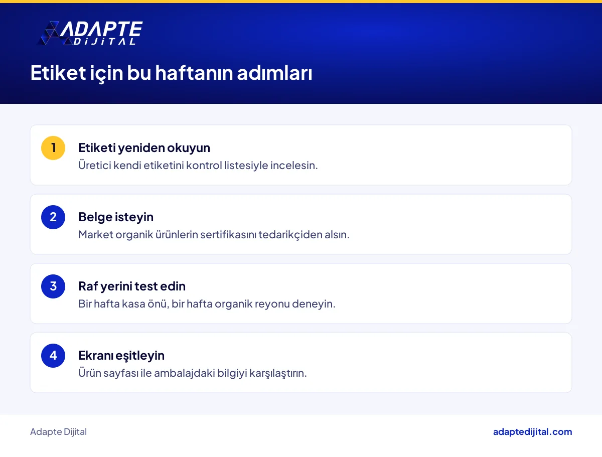 Gıda üreticisi ve market sahibinin temiz içerik etiketi için bu hafta yapacağı adımların listesi