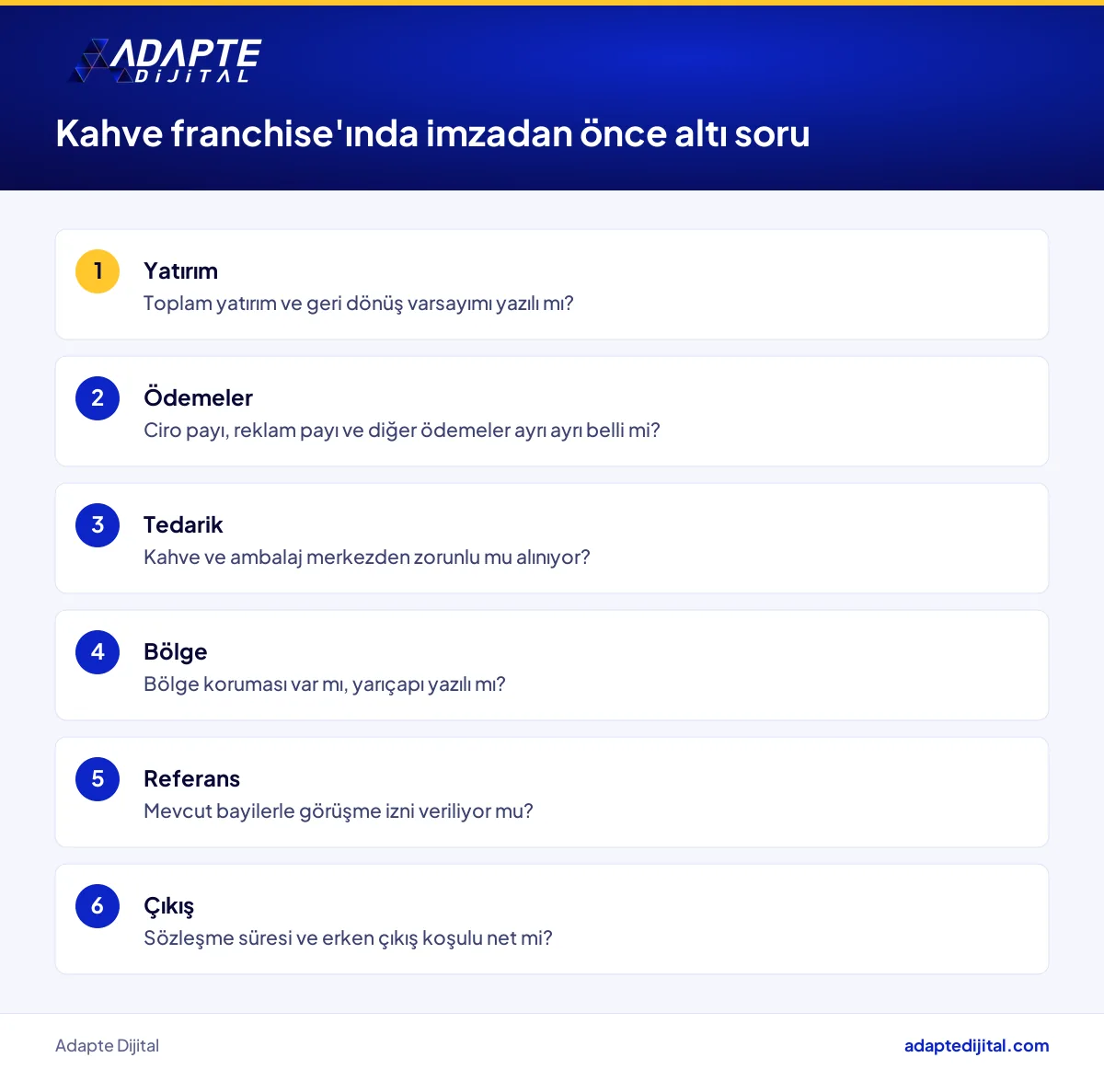 Kahve franchise'ı bayi adayının imzadan önce soracağı altı soru