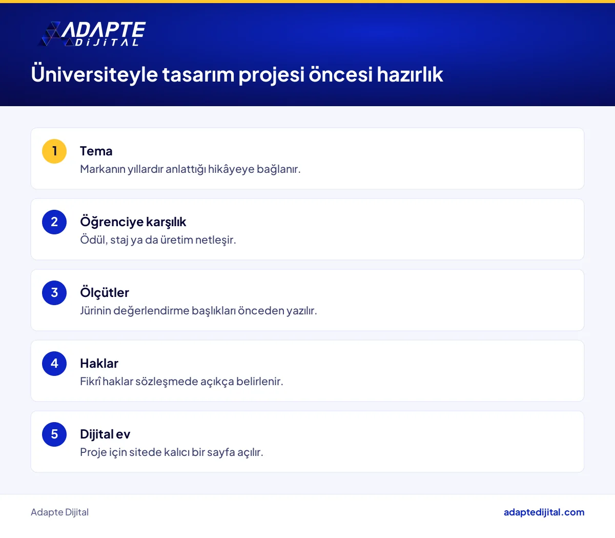 Üniversiteyle tasarım yarışması planlayan marka için beş maddelik hazırlık kontrol listesi