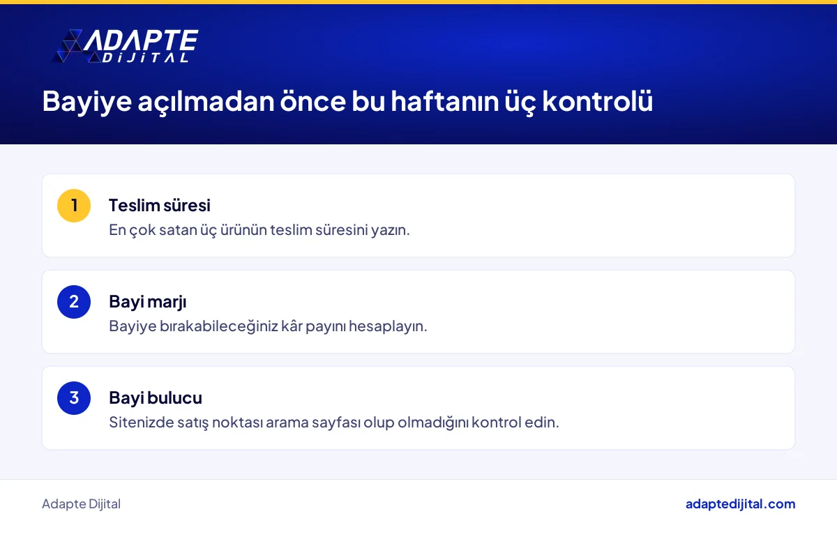Bayi ağıyla büyümeye hazırlanan mobilya markası için bu haftanın üç kontrolü