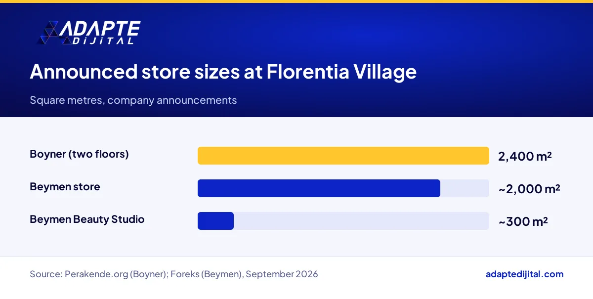 Announced floor areas of the Boyner and Beymen stores at Florentia Village in square metres