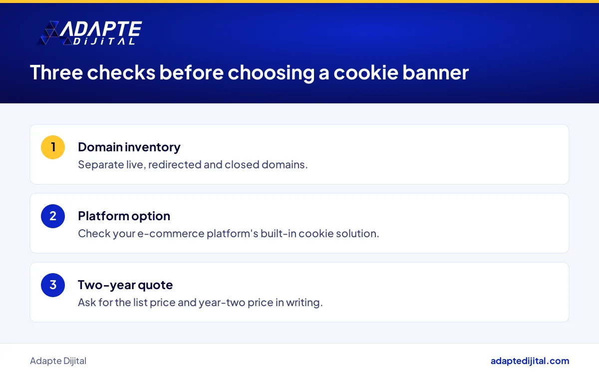 Three checks a business owner should run this week before choosing a cookie banner provider