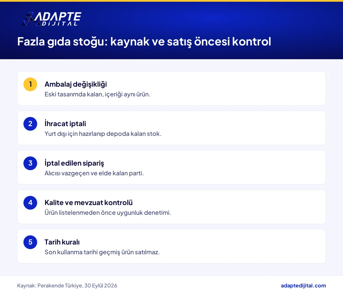 Fazla gıda stoğunun ikincil kanala çıkış nedenleri ve satıştan önceki kontrol adımları