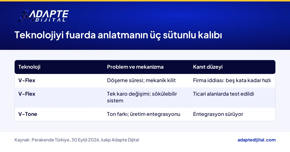 V-Flex ve V-Tone teknolojilerinin problem, mekanizma ve kanıt düzeyiyle karşılaştırma tablosu