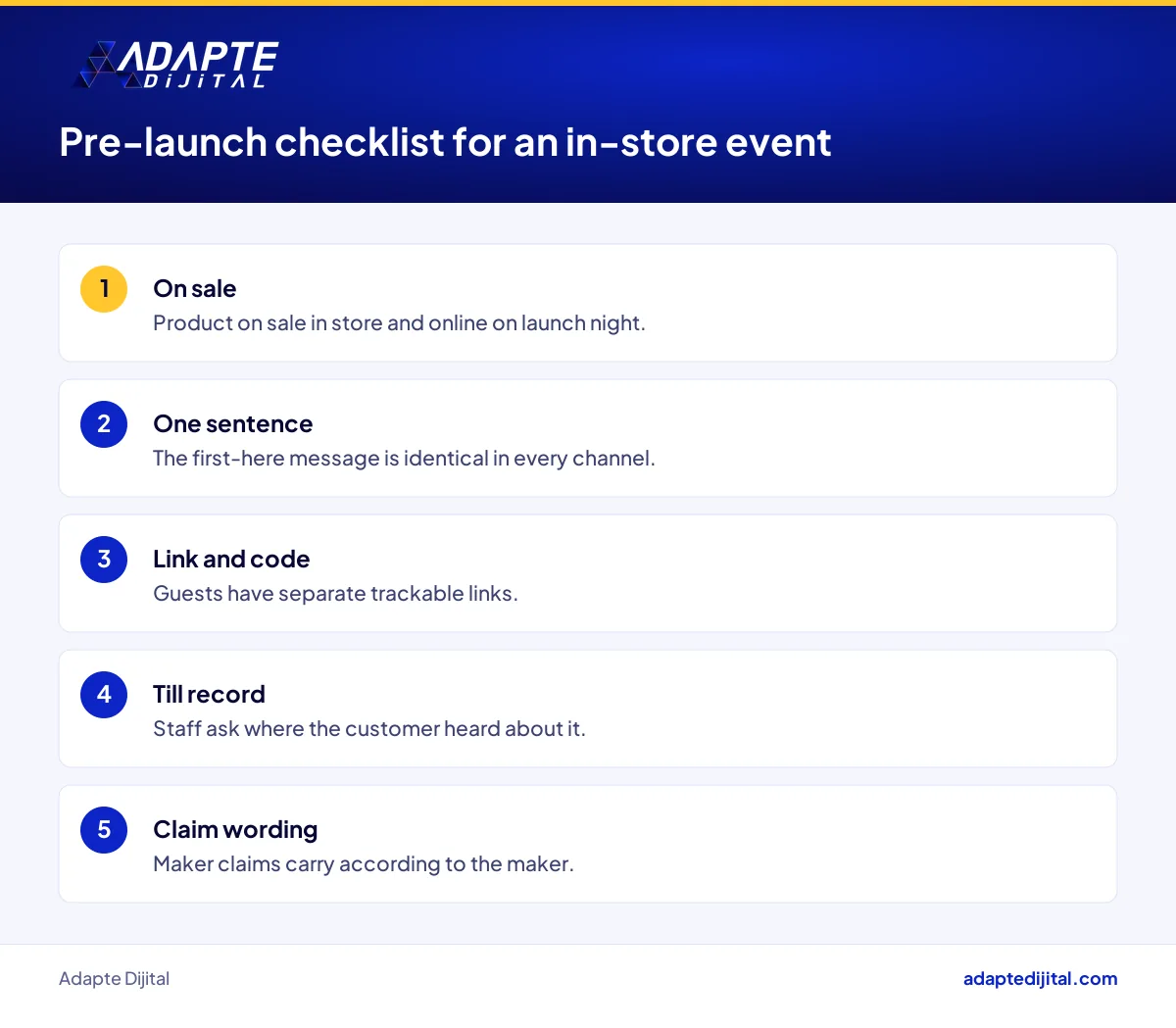 Checklist of preparations a cosmetics brand should complete before an in-store launch event